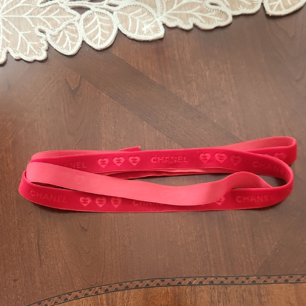 Chanel Red Ribbon with Heart Design